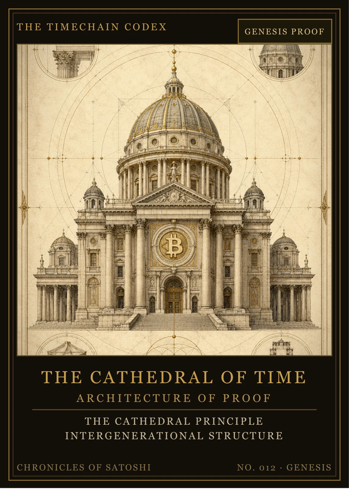 Timechain Codex plate: The Cathedral of Time, Architecture of Proof